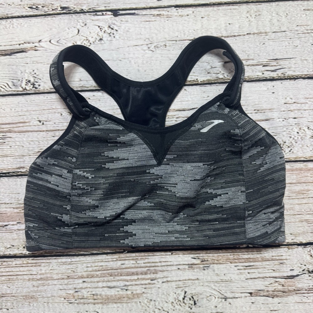 Brooks Moving Comfort Sports Bra Sz 36D Rebound Racer Adjustable Gray 350037